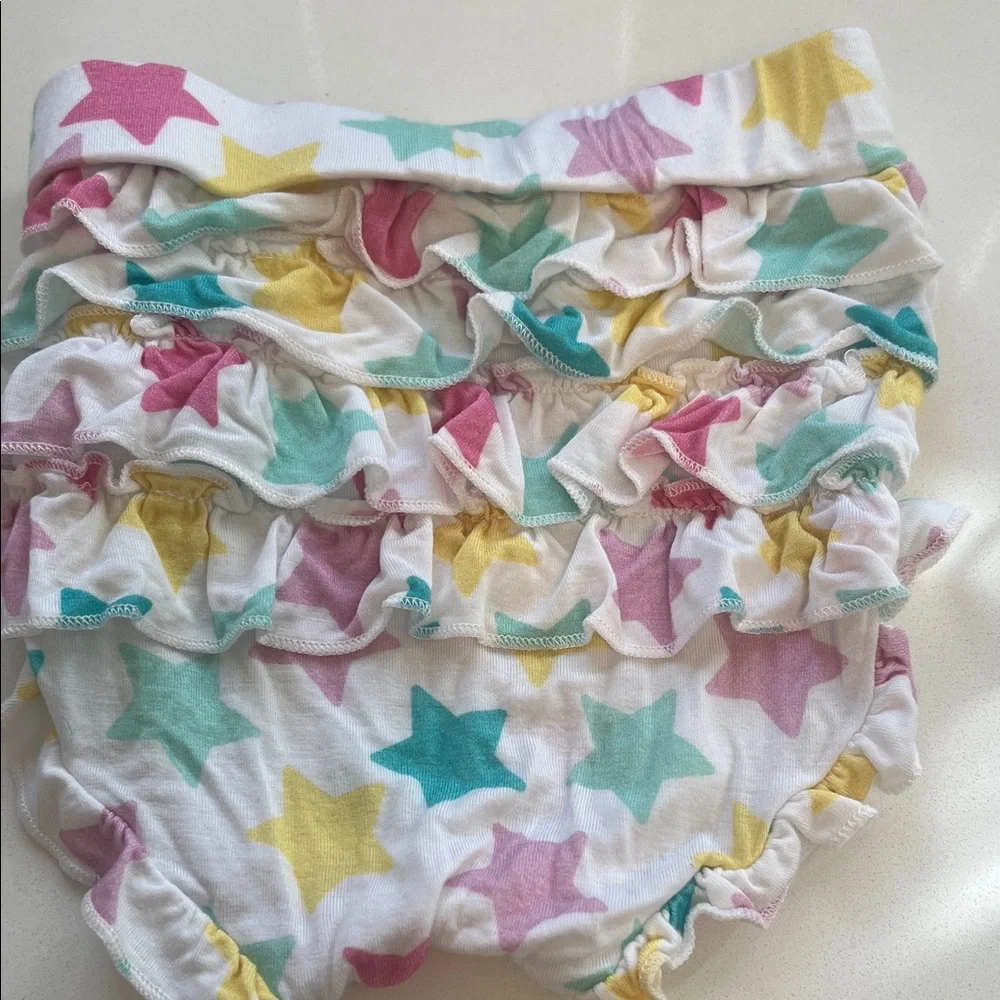 Posh Peanut White Diaper Cover with Colorful Stars